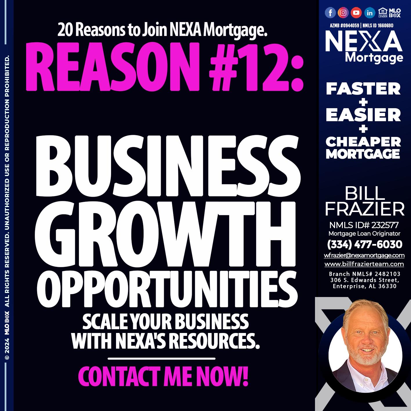REASON 12 - Bill Frazier -Mortgage Loan Originator