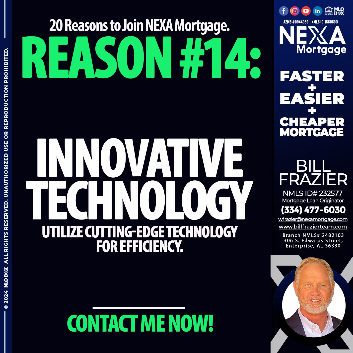 REASON 14 - Bill Frazier -Mortgage Loan Originator