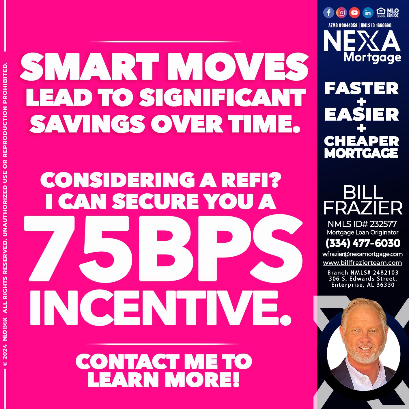 75 BPS - Bill Frazier -Mortgage Loan Originator
