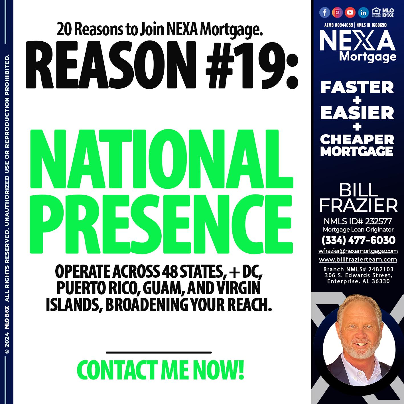 REASON 19 - Bill Frazier -Mortgage Loan Originator