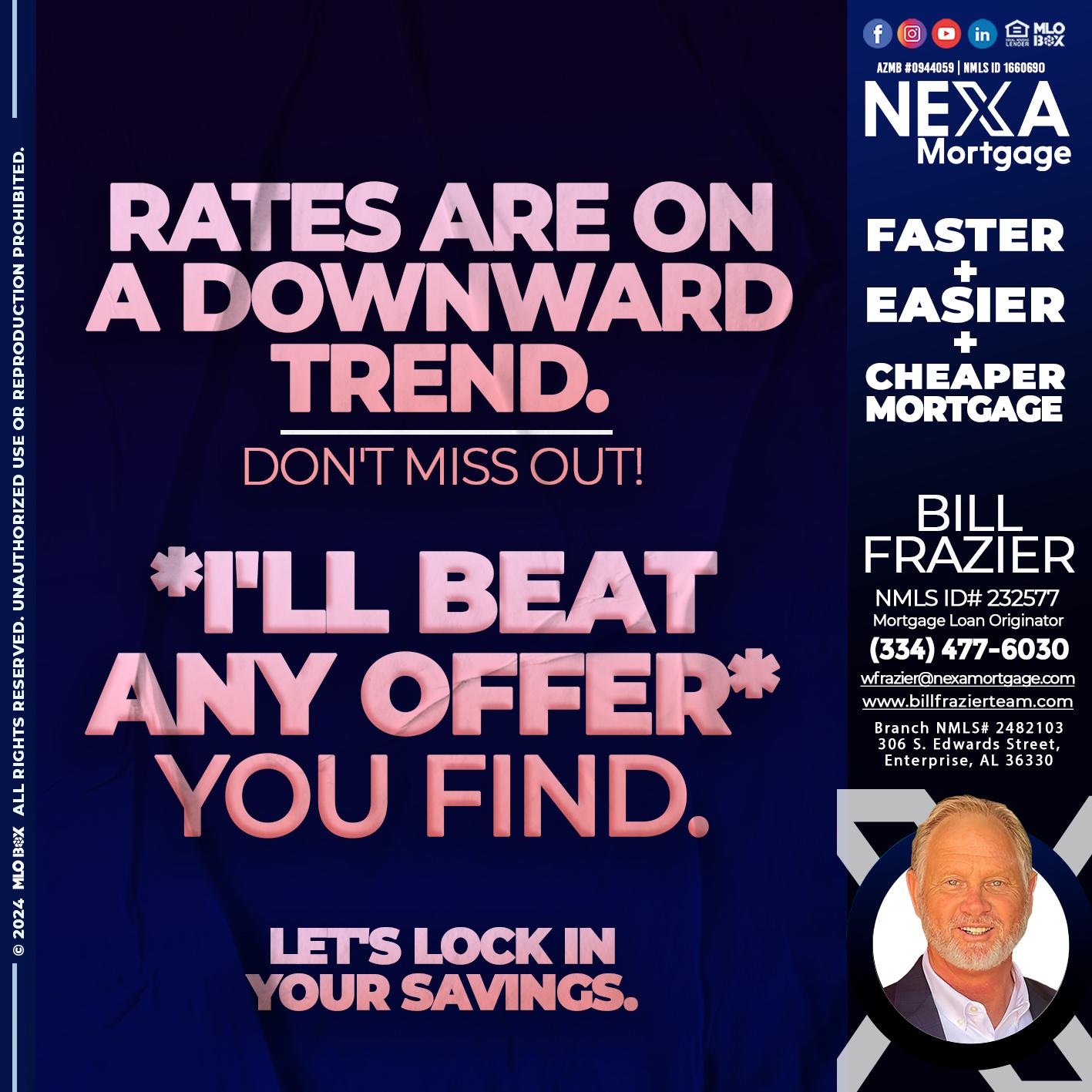 RATES - Bill Frazier -Mortgage Loan Originator