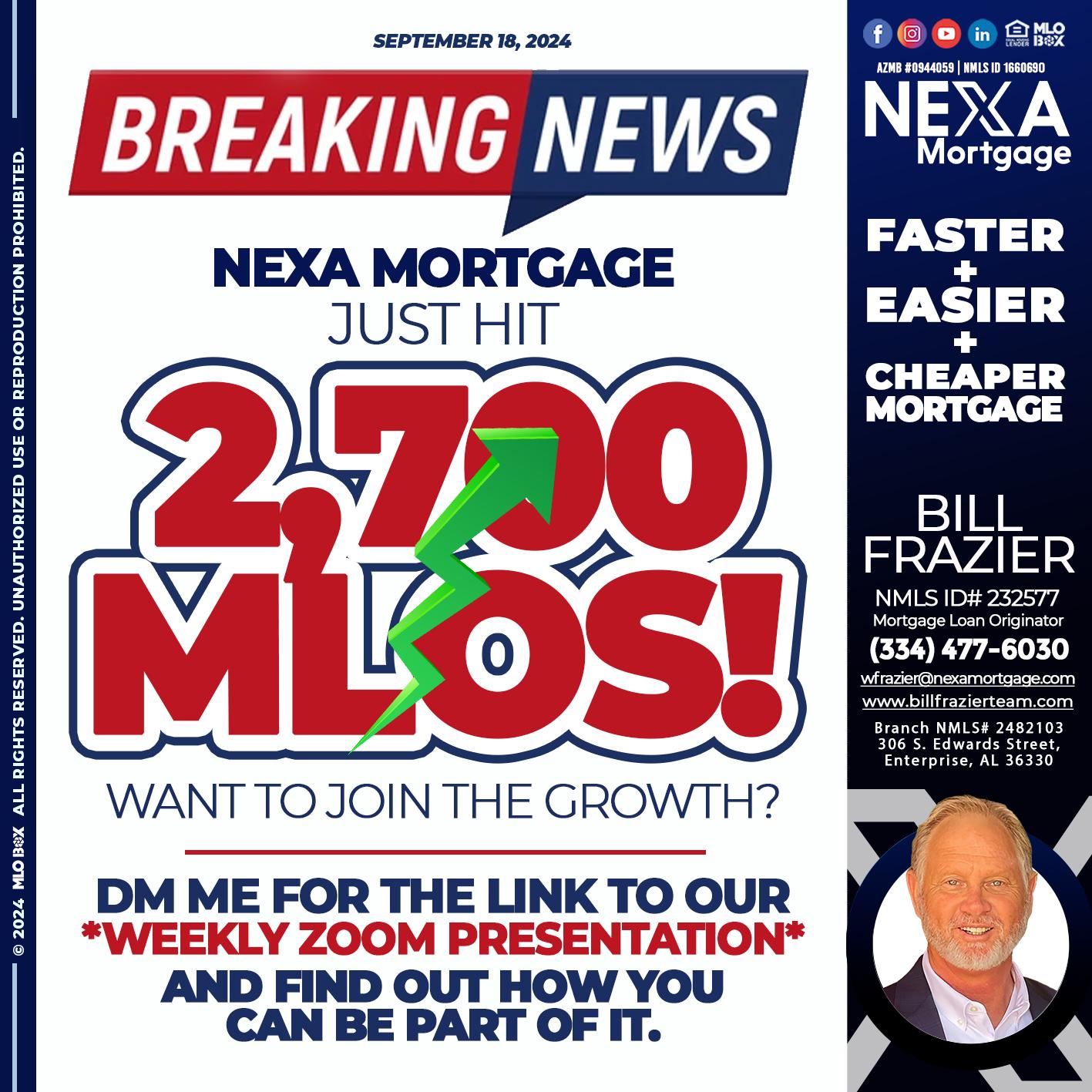 2700 - Bill Frazier -Mortgage Loan Originator