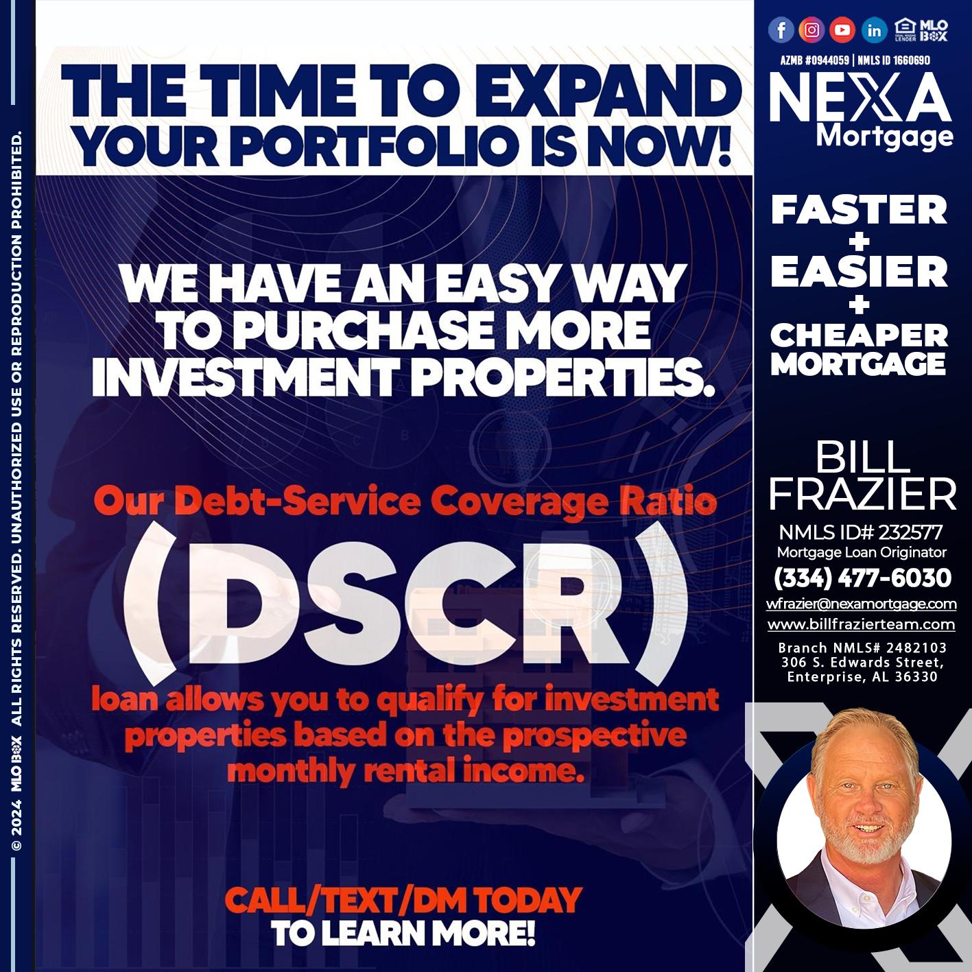 DSCR - Bill Frazier -Mortgage Loan Originator