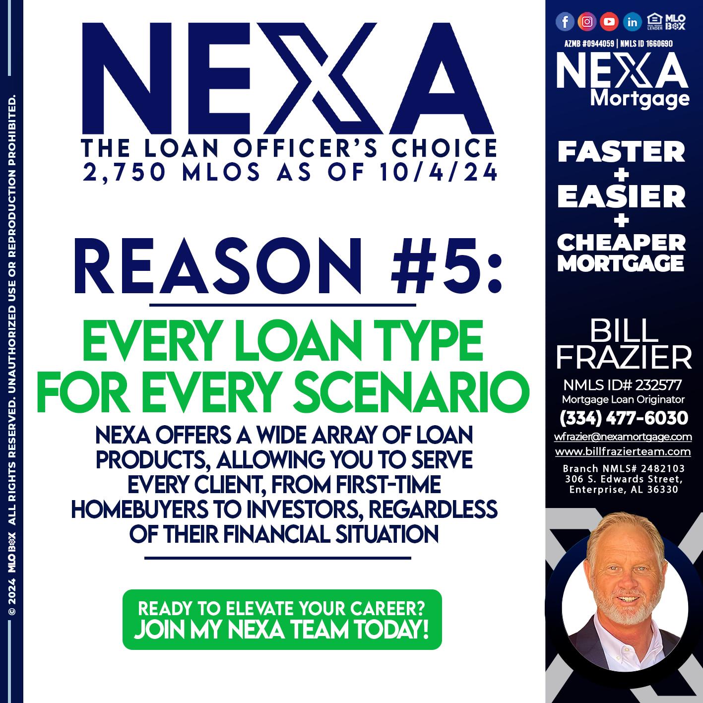 THE LOAN OFFICER´S CHOICE REASON 5 - Bill Frazier -Mortgage Loan Originator