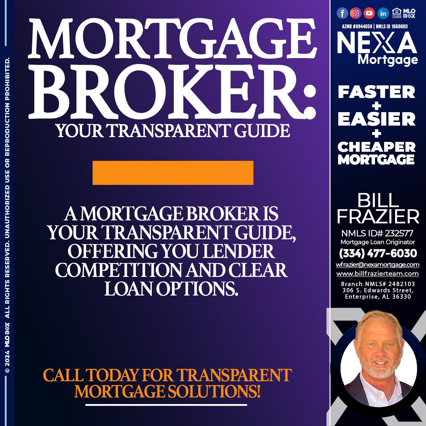MORTGAGE BROKER GUIDE - Bill Frazier -Mortgage Loan Originator