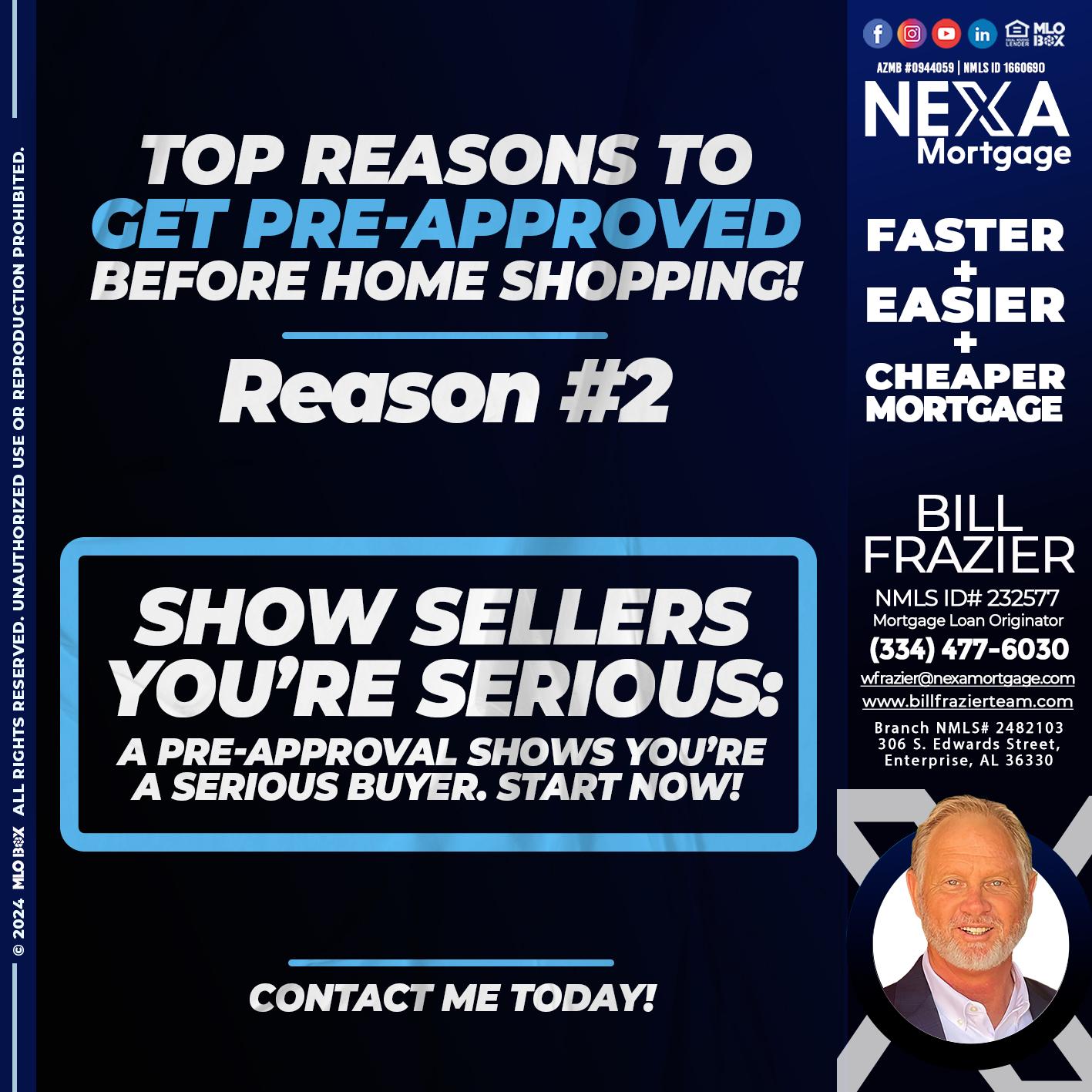 REASON 2 - Bill Frazier -Mortgage Loan Originator
