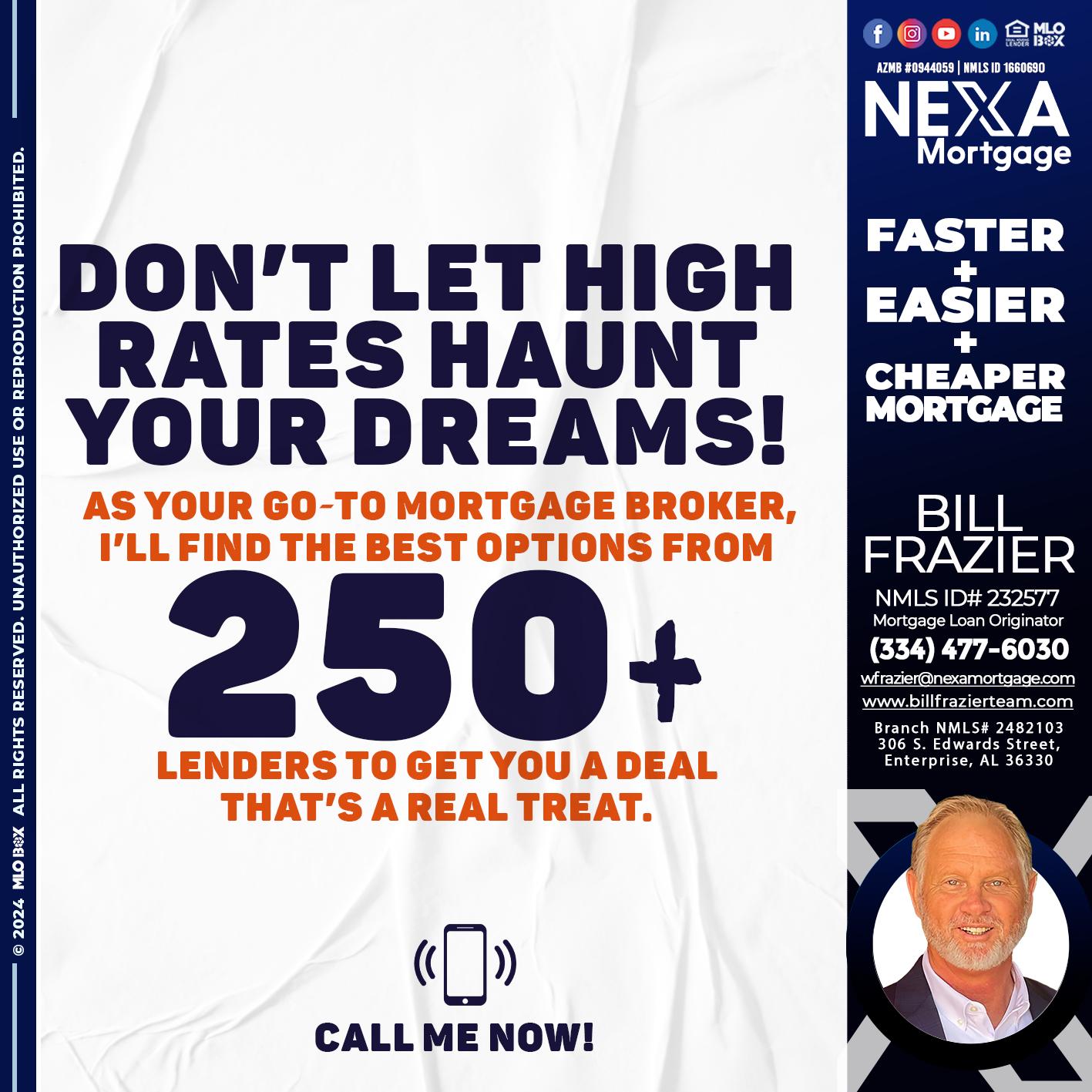 250 + LENDERS - Bill Frazier -Mortgage Loan Originator