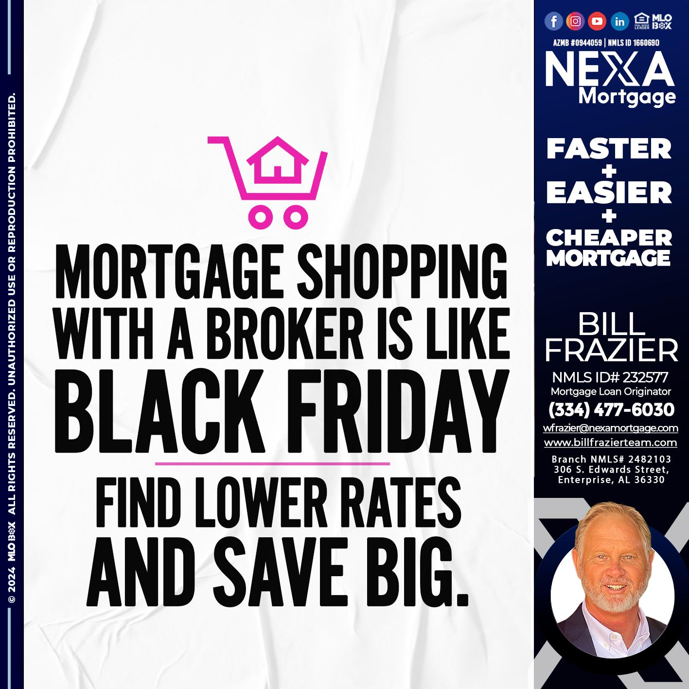 MORTGAGE SHOPPING - Bill Frazier -Mortgage Loan Originator