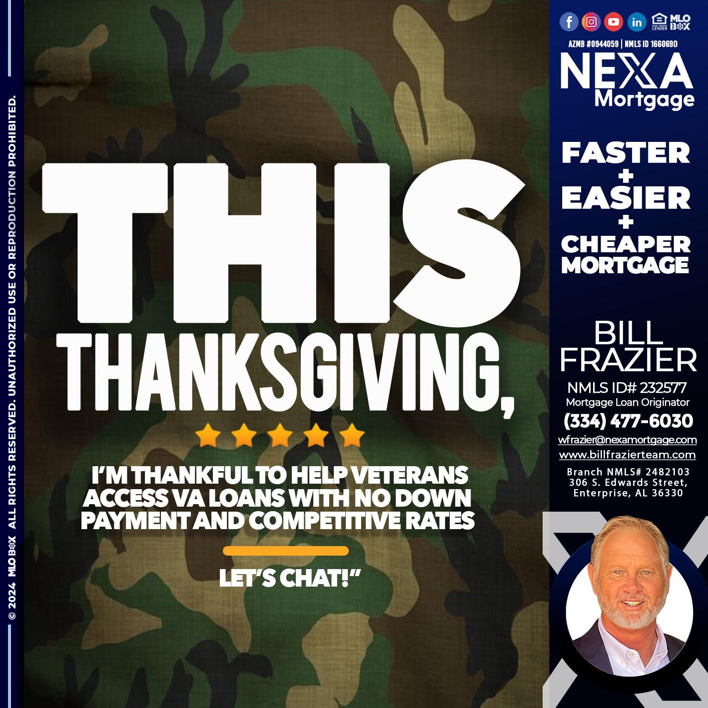 THIS THANKSGIVING - Bill Frazier -Mortgage Loan Originator