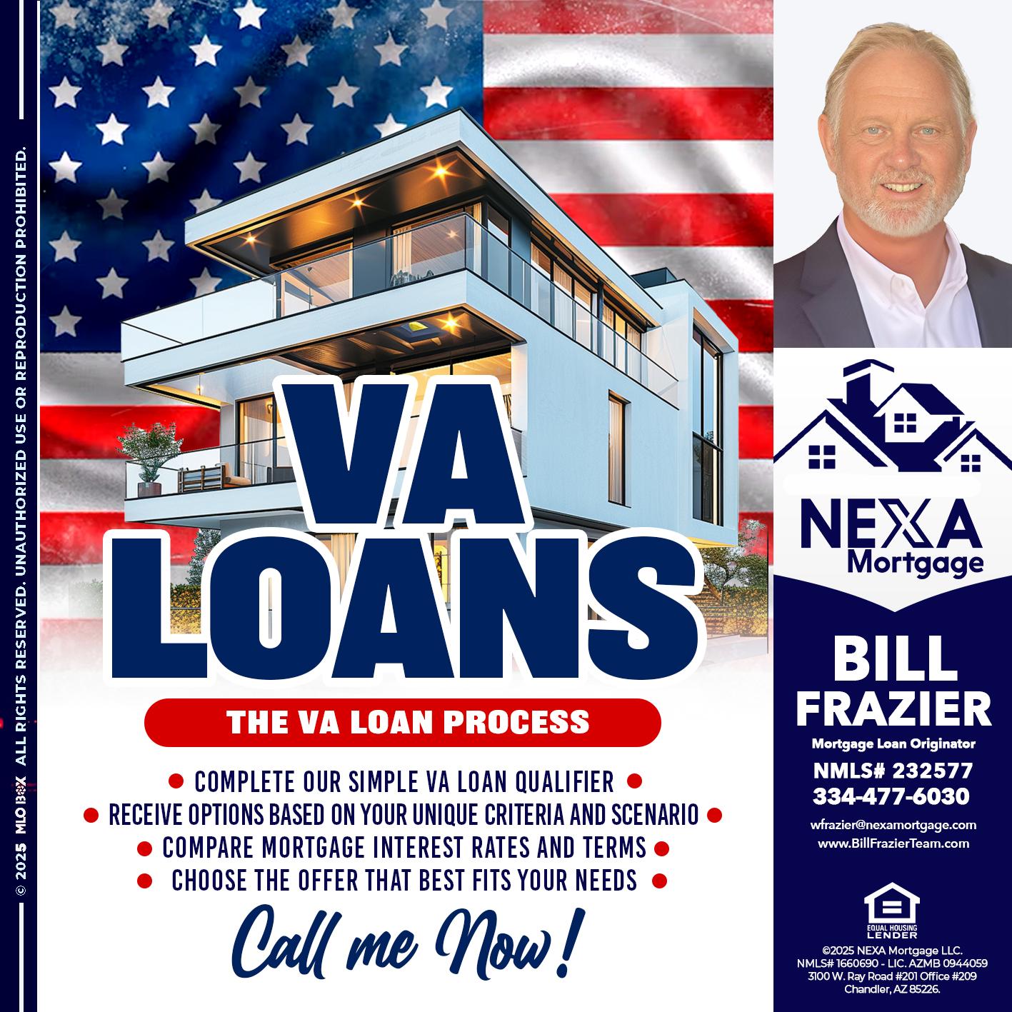 VA LOANS - Bill Frazier -Mortgage Loan Originator