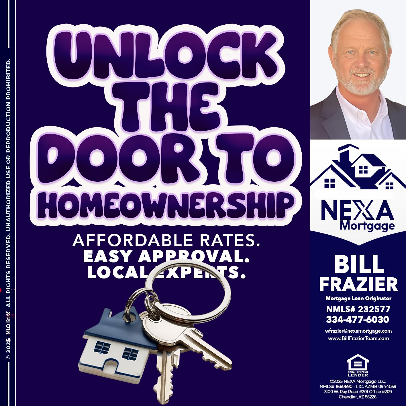 UNLOCK THE DOOR - Bill Frazier -Mortgage Loan Originator