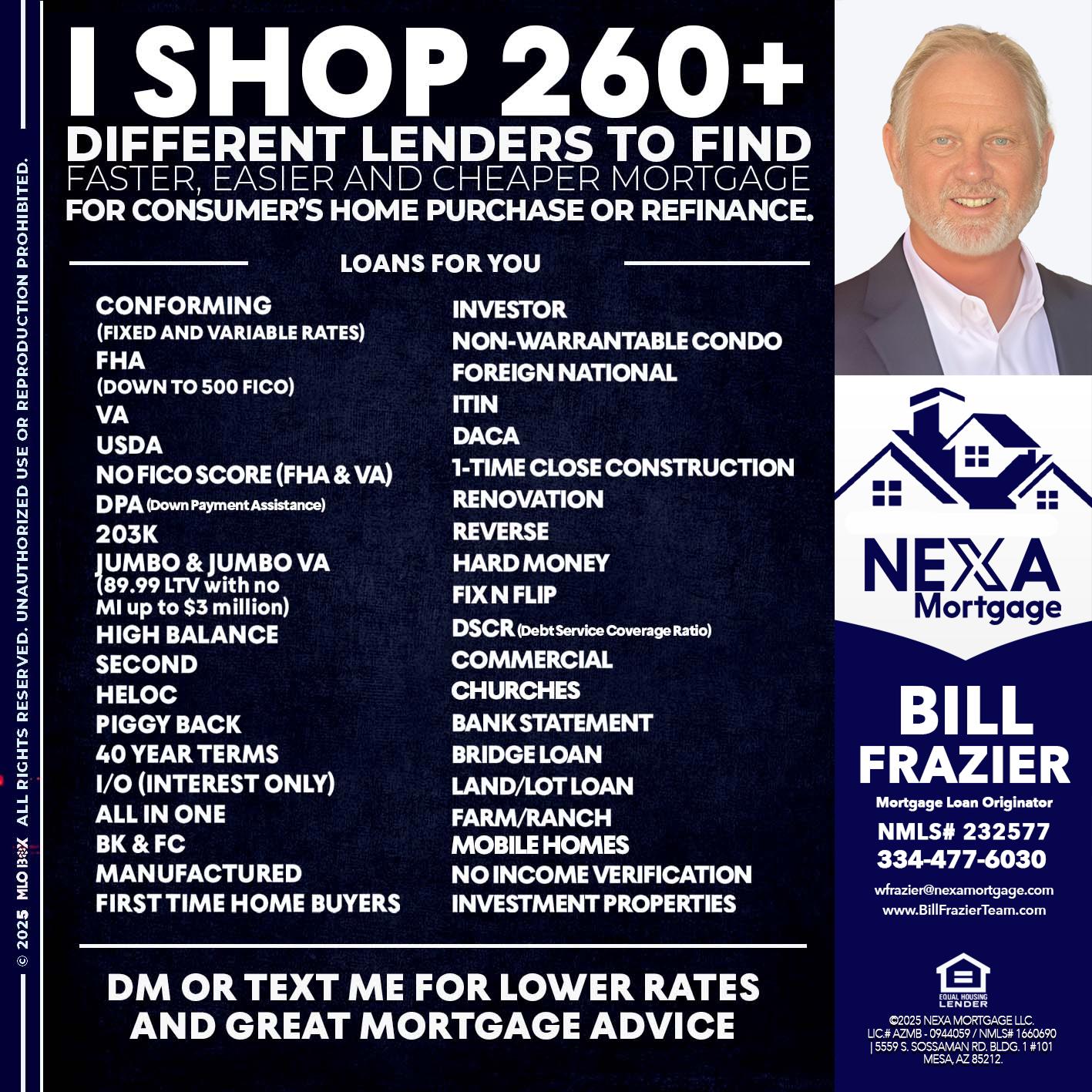I SHOP +260 - Bill Frazier -Mortgage Loan Originator