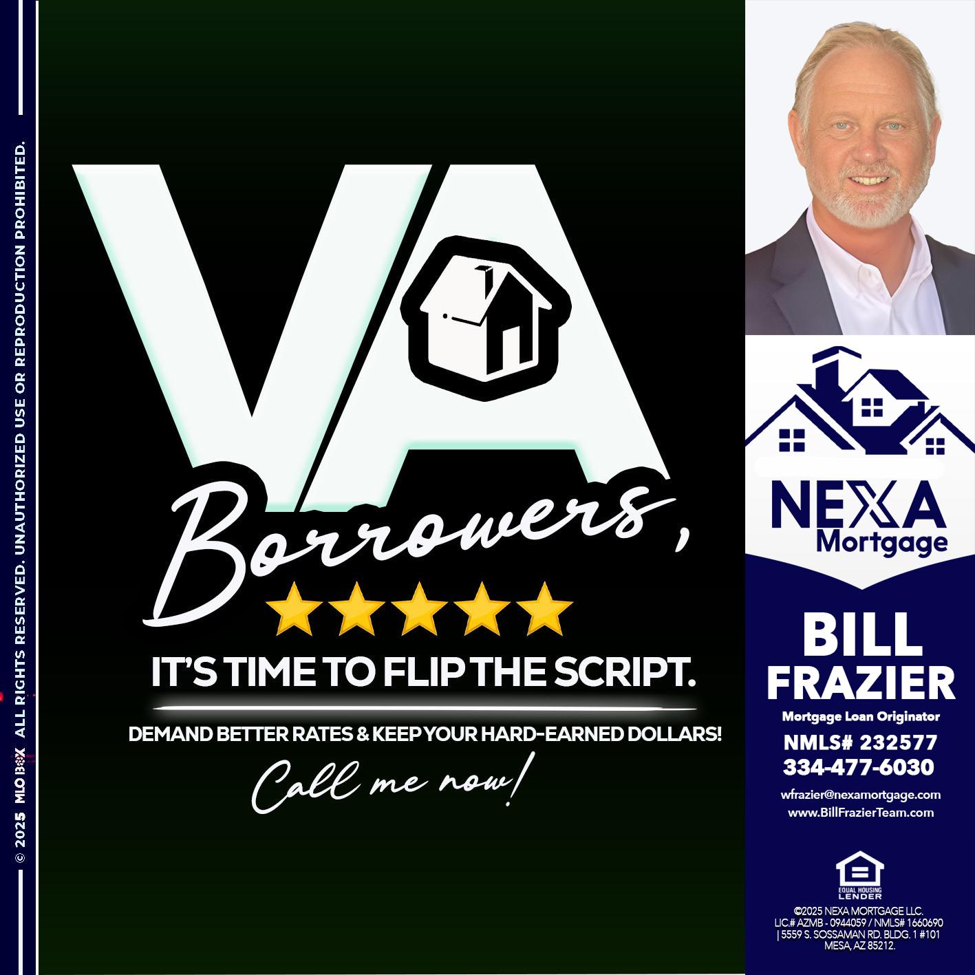 VA BORROWERS - Bill Frazier -Mortgage Loan Originator