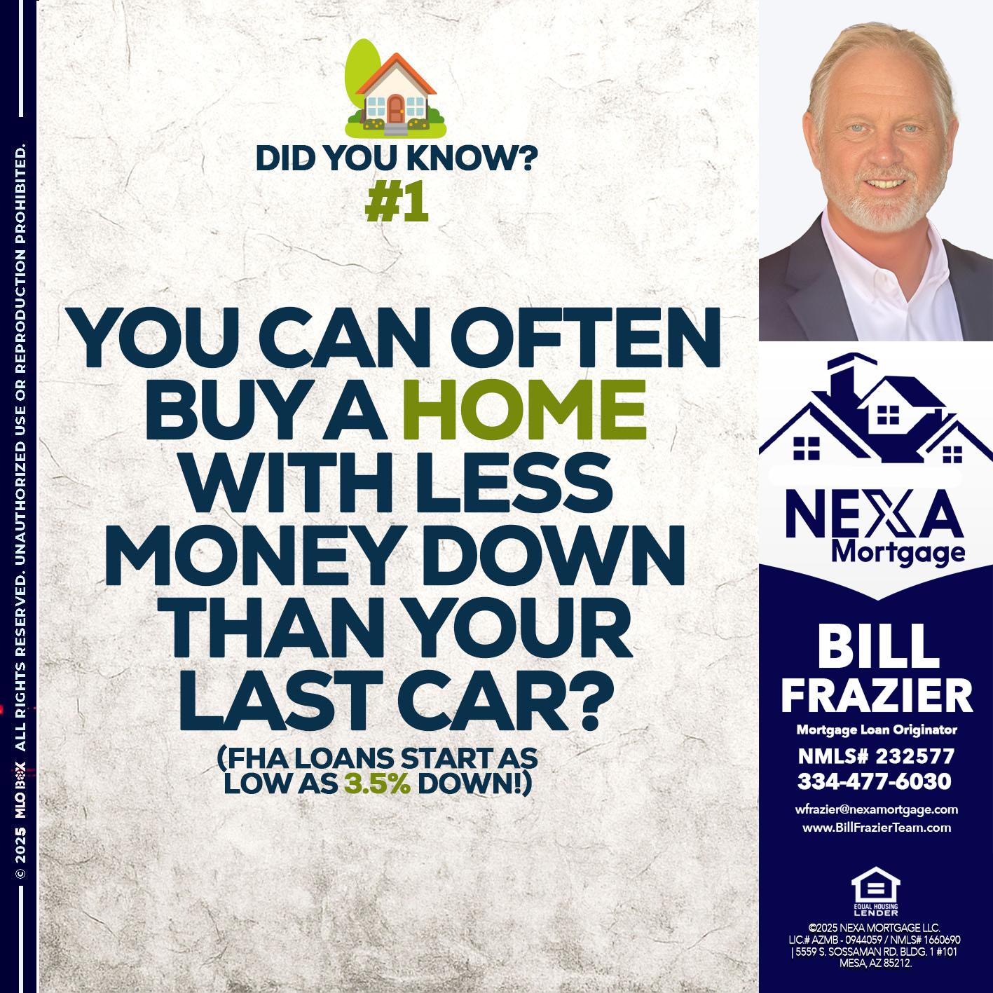 DID YOU KNOW #1 - Bill Frazier -Mortgage Loan Originator