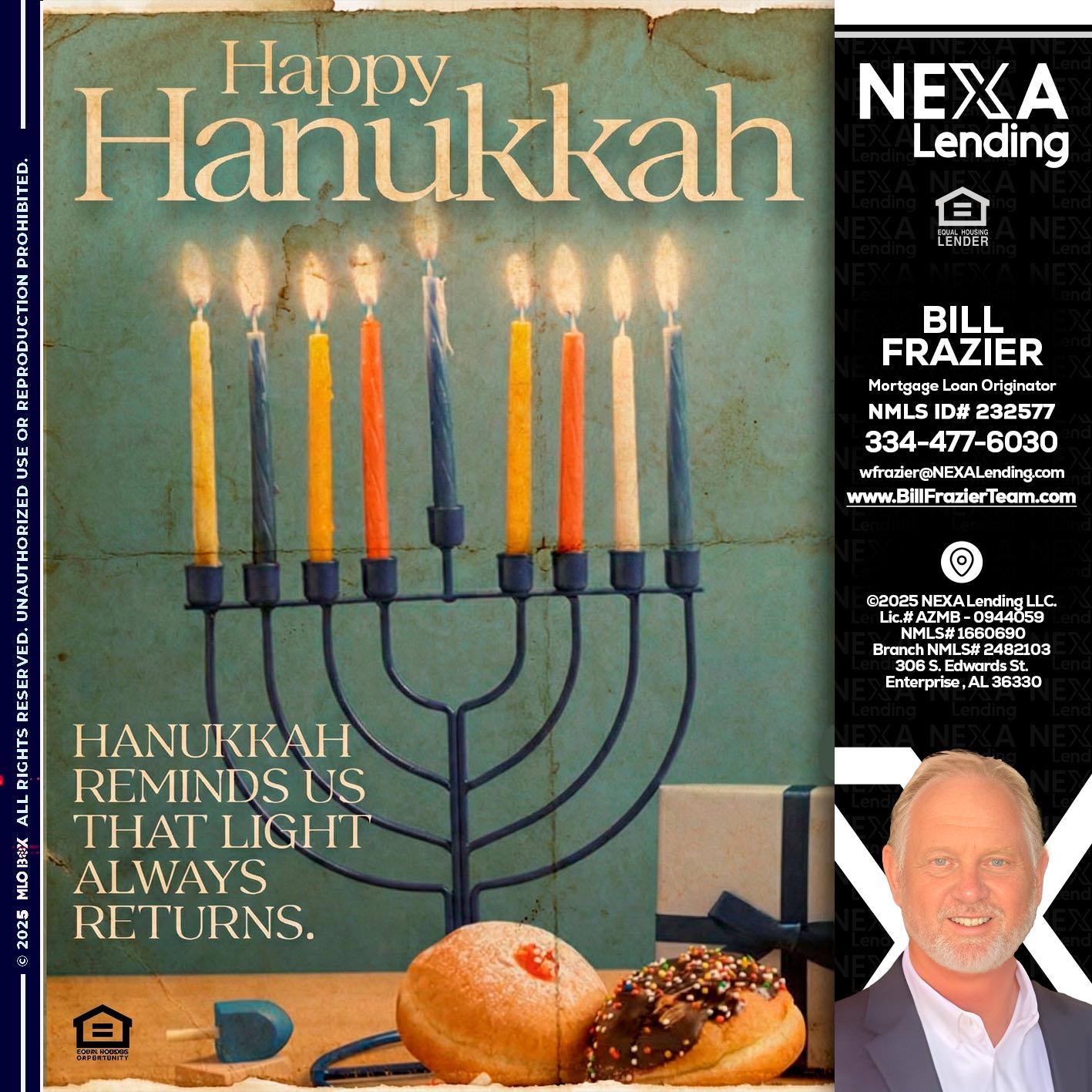 HAPPY HANUKKAH - Bill Frazier -Mortgage Loan Originator