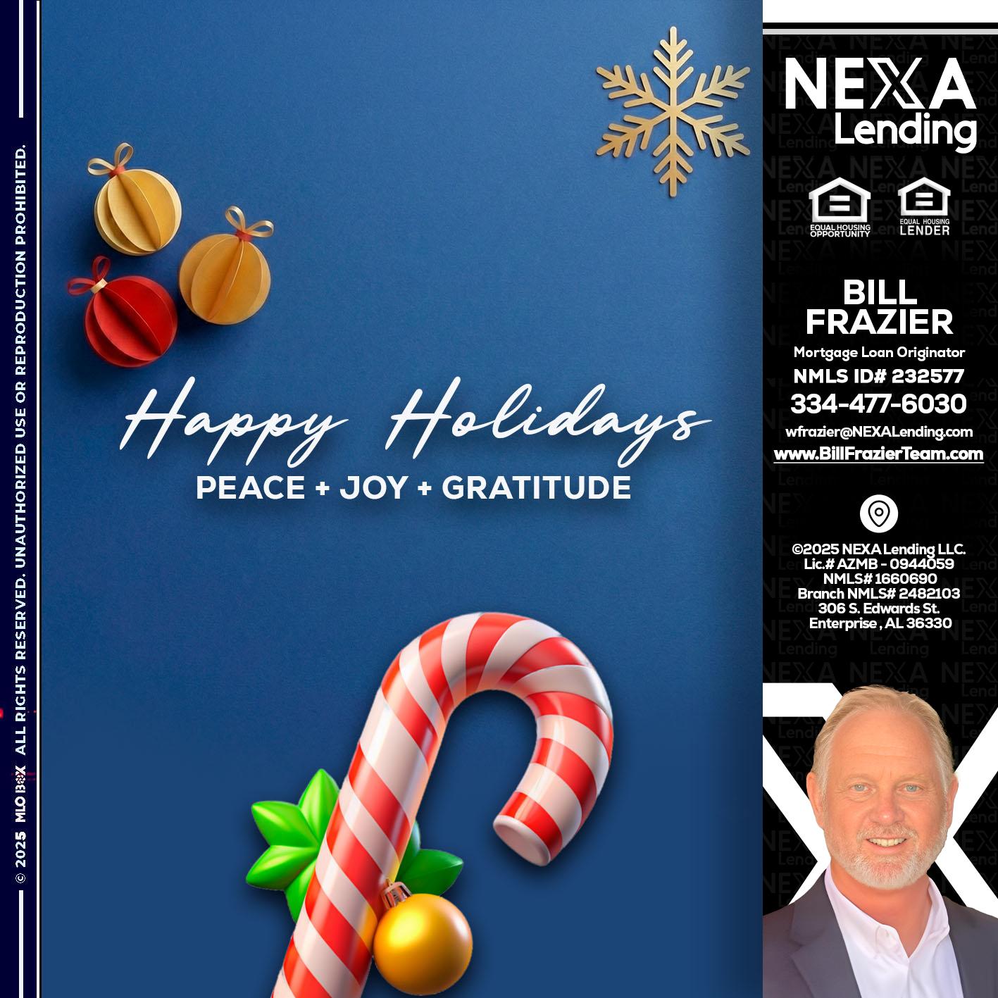 HAPPY HOLIDAYS - Bill Frazier -Mortgage Loan Originator