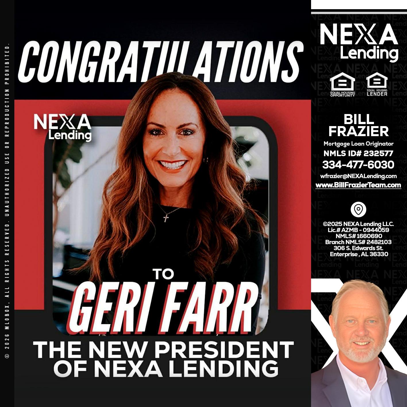 CONGRATULATIONS - Bill Frazier -Mortgage Loan Originator