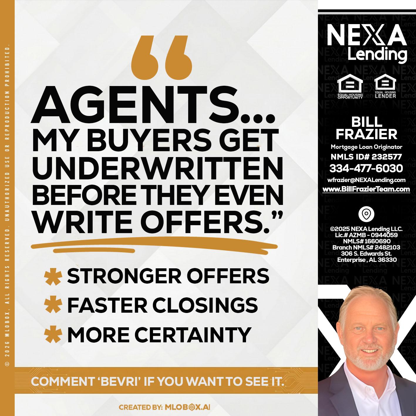 agents - Bill Frazier -Mortgage Loan Originator