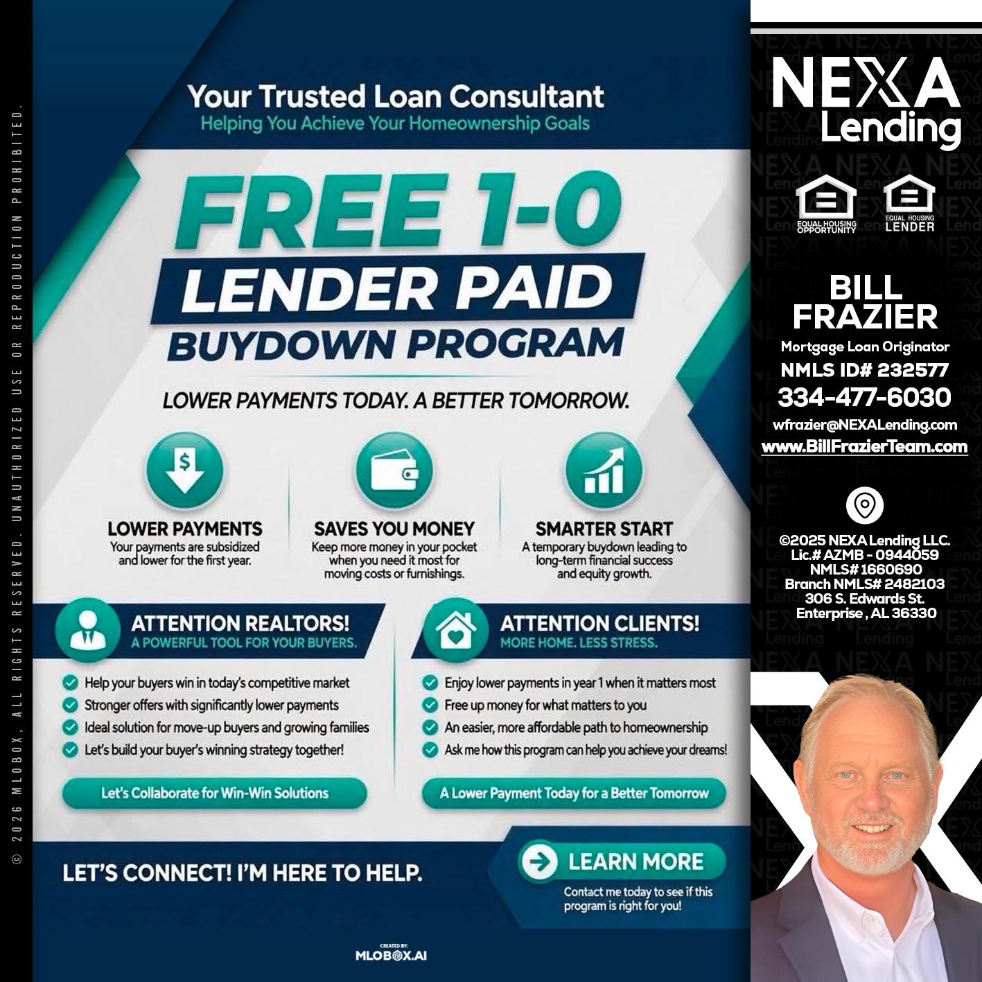 FREE 1-0 - Bill Frazier -Mortgage Loan Originator