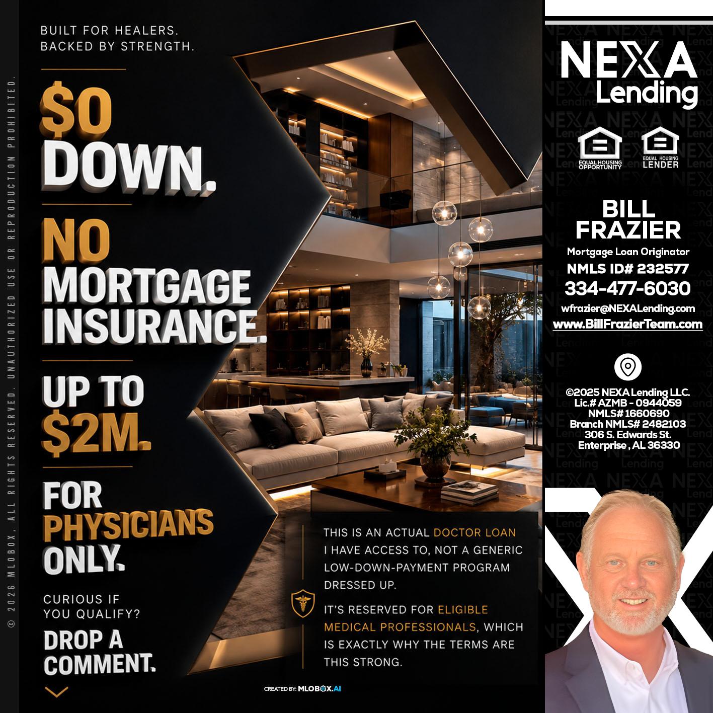 $0 DOWN - Bill Frazier -Mortgage Loan Originator