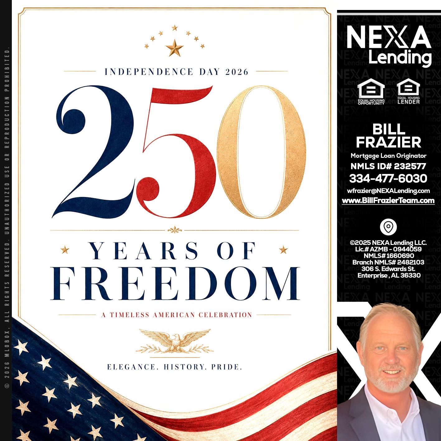 250 YEARS - Bill Frazier -Mortgage Loan Originator