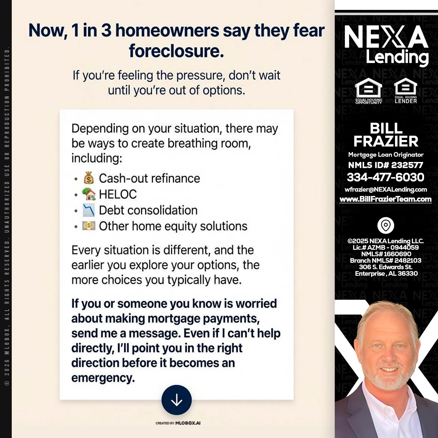 NOW, 1 IN 3 - Bill Frazier -Mortgage Loan Originator