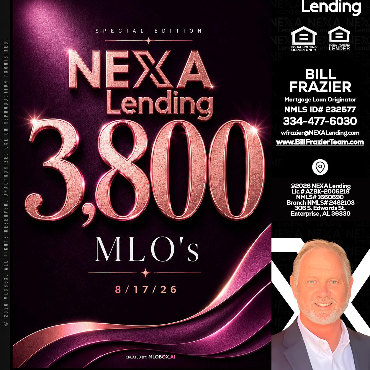 3800 MLOs - Bill Frazier -Mortgage Loan Originator
