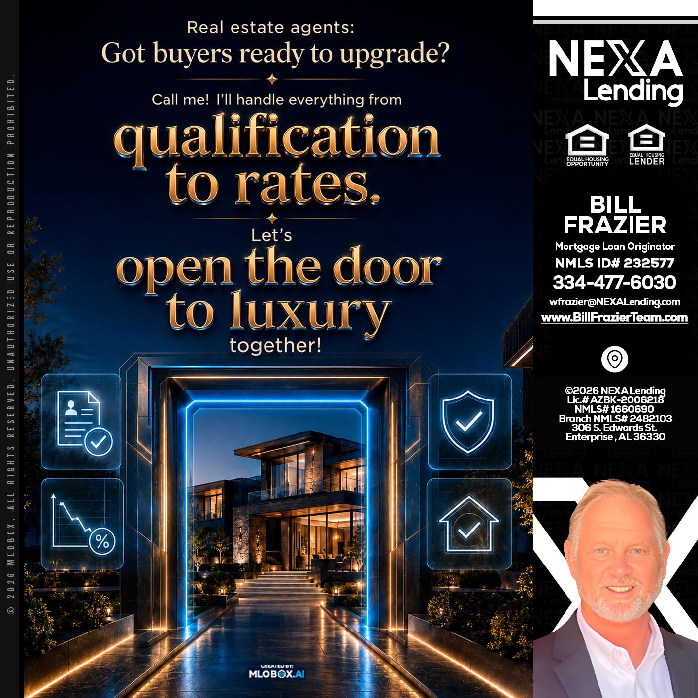 QUALIFICATION TO RATES - Bill Frazier -Mortgage Loan Originator