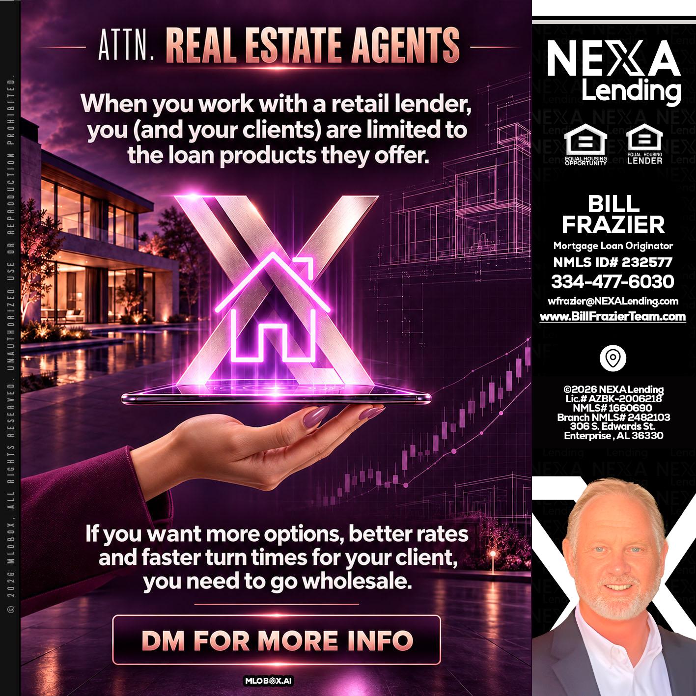REAL ESTATE AGENTS - Bill Frazier -Mortgage Loan Originator